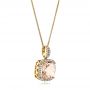 18k Yellow Gold 18k Yellow Gold Morganite And Diamond Halo Pendant - Flat View -  101016 - Thumbnail