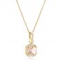 18k Yellow Gold 18k Yellow Gold Morganite And Diamond Halo Pendant - Flat View -  102508 - Thumbnail