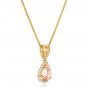 18k Yellow Gold 18k Yellow Gold Morganite And Diamond Halo Pendant - Flat View -  102529 - Thumbnail