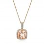 14k Yellow Gold 14k Yellow Gold Morganite And Diamond Halo Pendant - Three-Quarter View -  101016 - Thumbnail