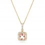 18k Yellow Gold 18k Yellow Gold Morganite And Diamond Halo Pendant - Three-Quarter View -  102508 - Thumbnail