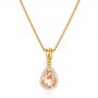 14k Yellow Gold 14k Yellow Gold Morganite And Diamond Halo Pendant - Three-Quarter View -  102529 - Thumbnail