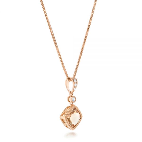 14k Rose Gold Morganite And Diamond Pendant - Flat View - 102724