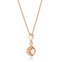 14k Rose Gold Morganite And Diamond Pendant - Flat View -  102724 - Thumbnail