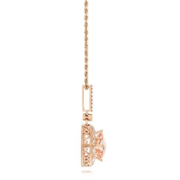 14k Rose Gold 14k Rose Gold Morganite And Diamond Pendant - Side View -  103751