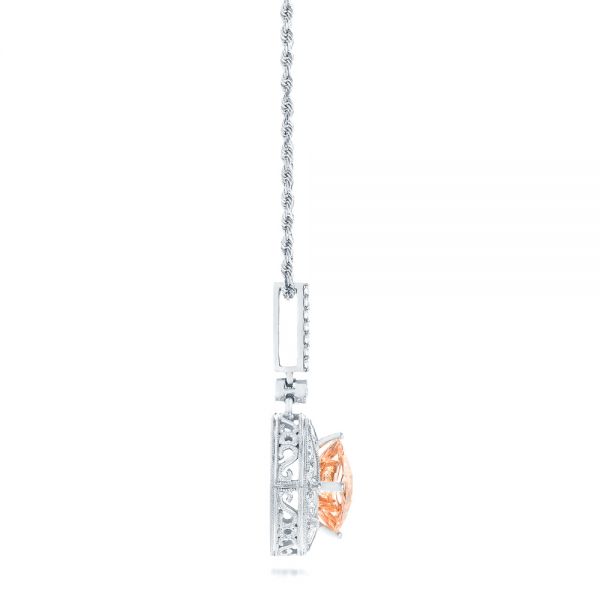 14k White Gold 14k White Gold Morganite And Diamond Pendant - Side View -  103751