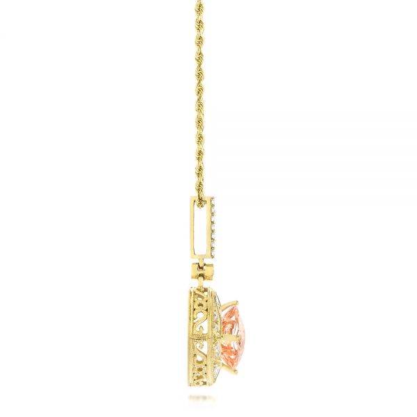 18k Yellow Gold 18k Yellow Gold Morganite And Diamond Pendant - Side View -  103751