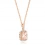 14k Rose Gold Morganite And Double Diamond Halo Pendant - Flat View -  101778 - Thumbnail