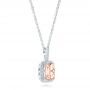 18k White Gold 18k White Gold Morganite And Double Diamond Halo Pendant - Flat View -  101778 - Thumbnail