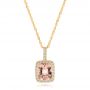 14k Yellow Gold 14k Yellow Gold Morganite And Double Diamond Halo Pendant - Three-Quarter View -  101778 - Thumbnail