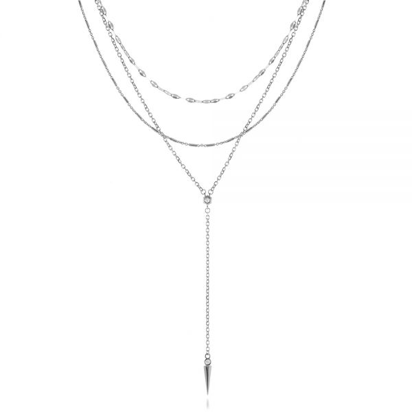  Platinum Platinum Multi Layered Lariat With Spike Necklace - Three-Quarter View -  107012