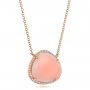 18k Rose Gold 18k Rose Gold Natural Pink Opal And Diamond Halo Necklace - Flat View -  100831 - Thumbnail