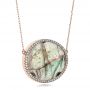 18k Rose Gold 18k Rose Gold Natural Tourmaline Slice And Diamond Halo Necklace - Flat View -  100833 - Thumbnail