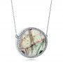  Platinum Platinum Natural Tourmaline Slice And Diamond Halo Necklace - Flat View -  100833 - Thumbnail