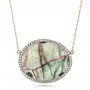 14k Yellow Gold 14k Yellow Gold Natural Tourmaline Slice And Diamond Halo Necklace - Three-Quarter View -  100833 - Thumbnail