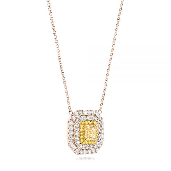  18K Gold And 18k Rose Gold 18K Gold And 18k Rose Gold Natural Yellow Diamond Pendant - Flat View -  103160