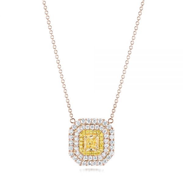  Platinum And 18k Rose Gold Platinum And 18k Rose Gold Natural Yellow Diamond Pendant - Three-Quarter View -  103160