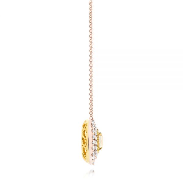  18K Gold And 18k Rose Gold 18K Gold And 18k Rose Gold Natural Yellow Diamond Pendant - Side View -  103160