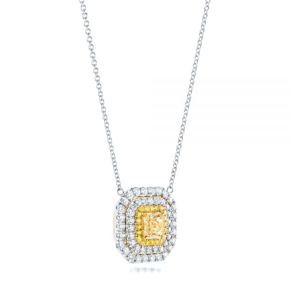  Platinum And 18k White Gold Platinum And 18k White Gold Natural Yellow Diamond Pendant - Flat View -  103160