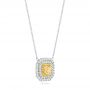  18K Gold And 18k White Gold Natural Yellow Diamond Pendant - Flat View -  103160 - Thumbnail