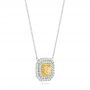  18K Gold And 18k White Gold Natural Yellow Diamond Pendant - Flat View -  103160 - Thumbnail