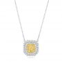  18K Gold And 18k White Gold Natural Yellow Diamond Pendant - Three-Quarter View -  103160 - Thumbnail