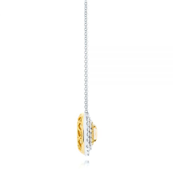  18K Gold And 18k White Gold Natural Yellow Diamond Pendant - Side View -  103160