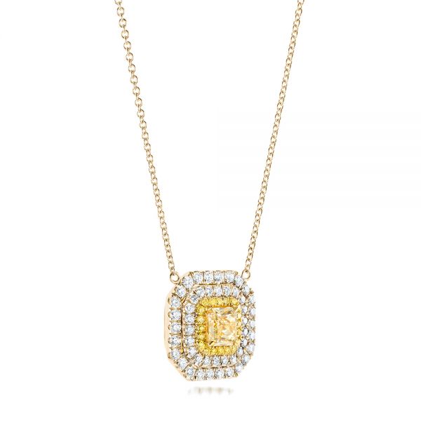  Platinum And 14k Yellow Gold Platinum And 14k Yellow Gold Natural Yellow Diamond Pendant - Flat View -  103160