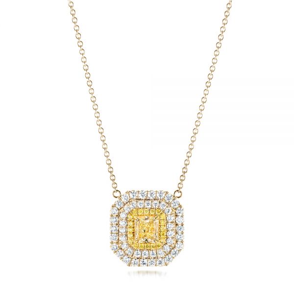  Platinum And 18k Yellow Gold Platinum And 18k Yellow Gold Natural Yellow Diamond Pendant - Three-Quarter View -  103160