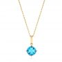  18K Gold 18K Gold Octagon-shaped Blue Topaz Pendant - Three-Quarter View -  106539 - Thumbnail