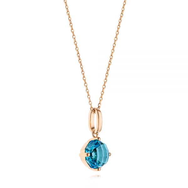 18k Rose Gold 18k Rose Gold Octagon-shaped London Blue Topaz Pendant - Flat View -  106537