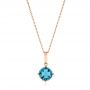 18k Rose Gold 18k Rose Gold Octagon-shaped London Blue Topaz Pendant - Three-Quarter View -  106537 - Thumbnail