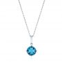  Platinum Platinum Octagon-shaped London Blue Topaz Pendant - Three-Quarter View -  106537 - Thumbnail