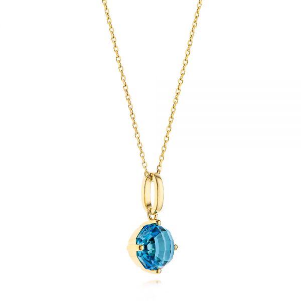 14k Yellow Gold 14k Yellow Gold Octagon-shaped London Blue Topaz Pendant - Flat View - 106537