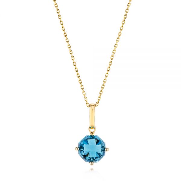 18k Yellow Gold 18k Yellow Gold Octagon-shaped London Blue Topaz Pendant - Three-Quarter View -  106537