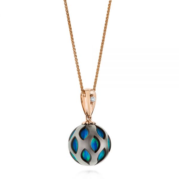 14k Rose Gold 14k Rose Gold Opal Pearl Cut-out Pendant - Flat View - 105300