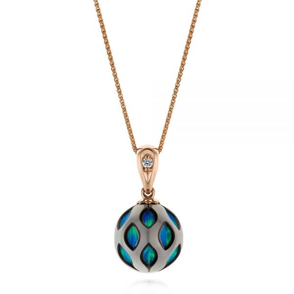 14k Rose Gold 14k Rose Gold Opal Pearl Cut-out Pendant - Three-Quarter View - 105300