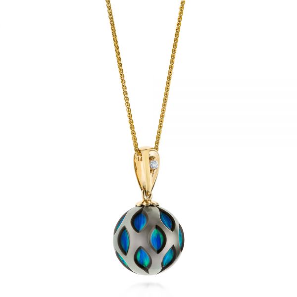 14k Yellow Gold Opal Pearl Cut-out Pendant - Flat View - 105300