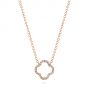 18k Rose Gold 18k Rose Gold Open Clover Diamond Necklace - Three-Quarter View -  105926 - Thumbnail