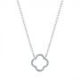 18k White Gold 18k White Gold Open Clover Diamond Necklace - Three-Quarter View -  105926 - Thumbnail