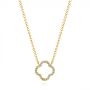 14k Yellow Gold 14k Yellow Gold Open Clover Diamond Necklace - Three-Quarter View -  105926 - Thumbnail