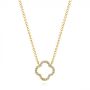 18k Yellow Gold 18k Yellow Gold Open Clover Diamond Necklace - Three-Quarter View -  105926 - Thumbnail