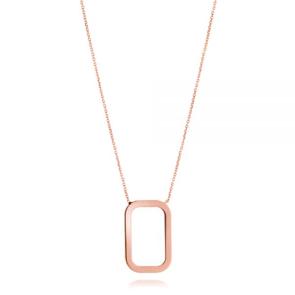 14k Rose Gold 14k Rose Gold Open Rectangle Necklace - Three-Quarter View -  107022