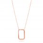 18k Rose Gold 18k Rose Gold Open Rectangle Necklace - Three-Quarter View -  107022 - Thumbnail