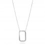 18k White Gold Open Rectangle Necklace