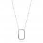 18k White Gold 18k White Gold Open Rectangle Necklace - Three-Quarter View -  107022 - Thumbnail