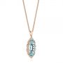 14k Rose Gold 14k Rose Gold Oval Aquamarine And Diamond Pendant - Flat View -  105005 - Thumbnail