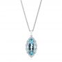  Platinum Platinum Oval Aquamarine And Diamond Pendant - Three-Quarter View -  105005 - Thumbnail