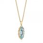 14k Yellow Gold 14k Yellow Gold Oval Aquamarine And Diamond Pendant - Flat View -  105005 - Thumbnail