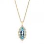 14k Yellow Gold 14k Yellow Gold Oval Aquamarine And Diamond Pendant - Three-Quarter View -  105005 - Thumbnail